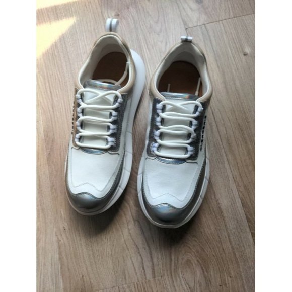 Robert Clergerie White Sea Fashion Boost Sole Comfort Metallic Trim Sneakers Reg - Picture 4 of 12
